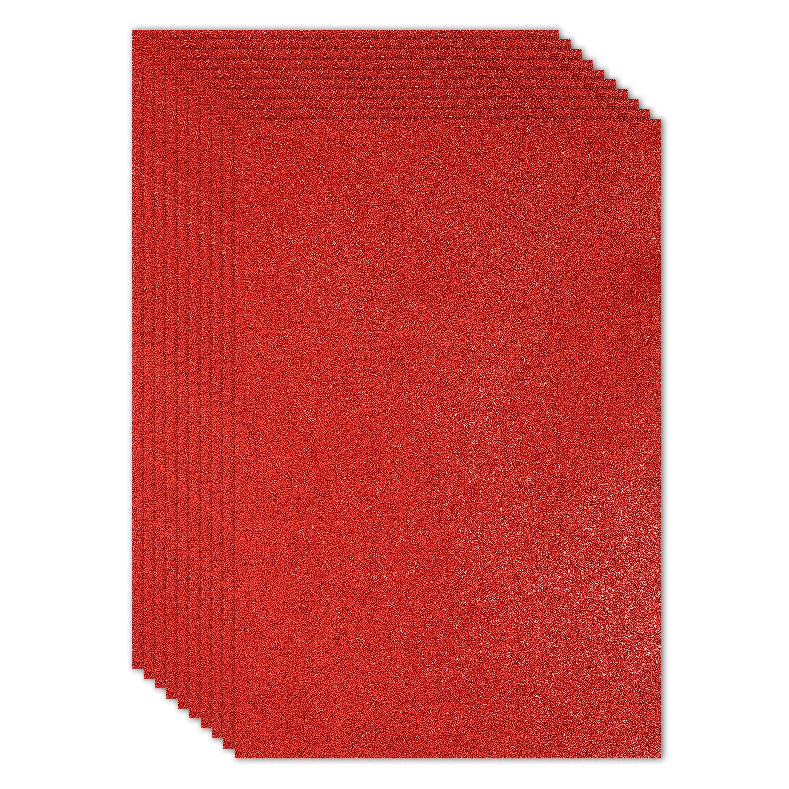 PATIKIL Red Shiny EVA Glitter Foam Sheet 11 x 8 Inch 2mm Thick Sparkle EVA Glitter Felt for Crafts DIY Project, 10 Pcs