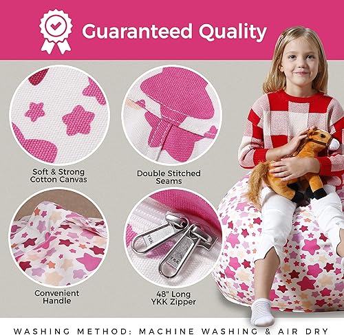 Miniatura 30 de Aubliss - Funda para organizar juguetes de felpa, se convierte en un puf cuando se rellena Se convierte en un puf para niños cuando está lleno. Aqua