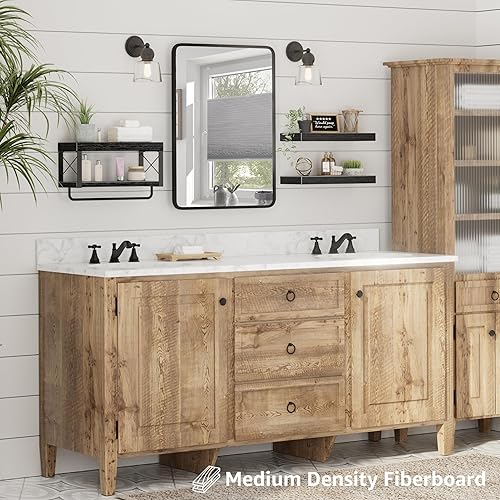 Miniatura 5 de QEEIG Estantes de baño sobre el inodoro, estante flotante para almacenamiento de papel higiénico de pared de 16 pulgadas, juego de 3, negro