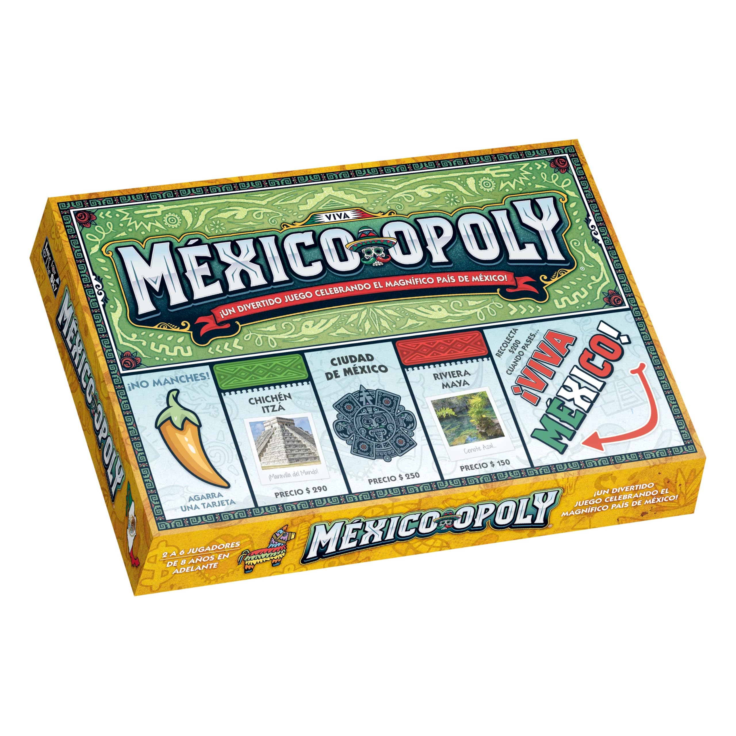Mexico-Opoly Spanish-Language Board Game – Family Strategy for 2-6 Players, Ages 8+, Mexico Culture Theme with Paper Money, Tokens, Ranchos & Pueblos