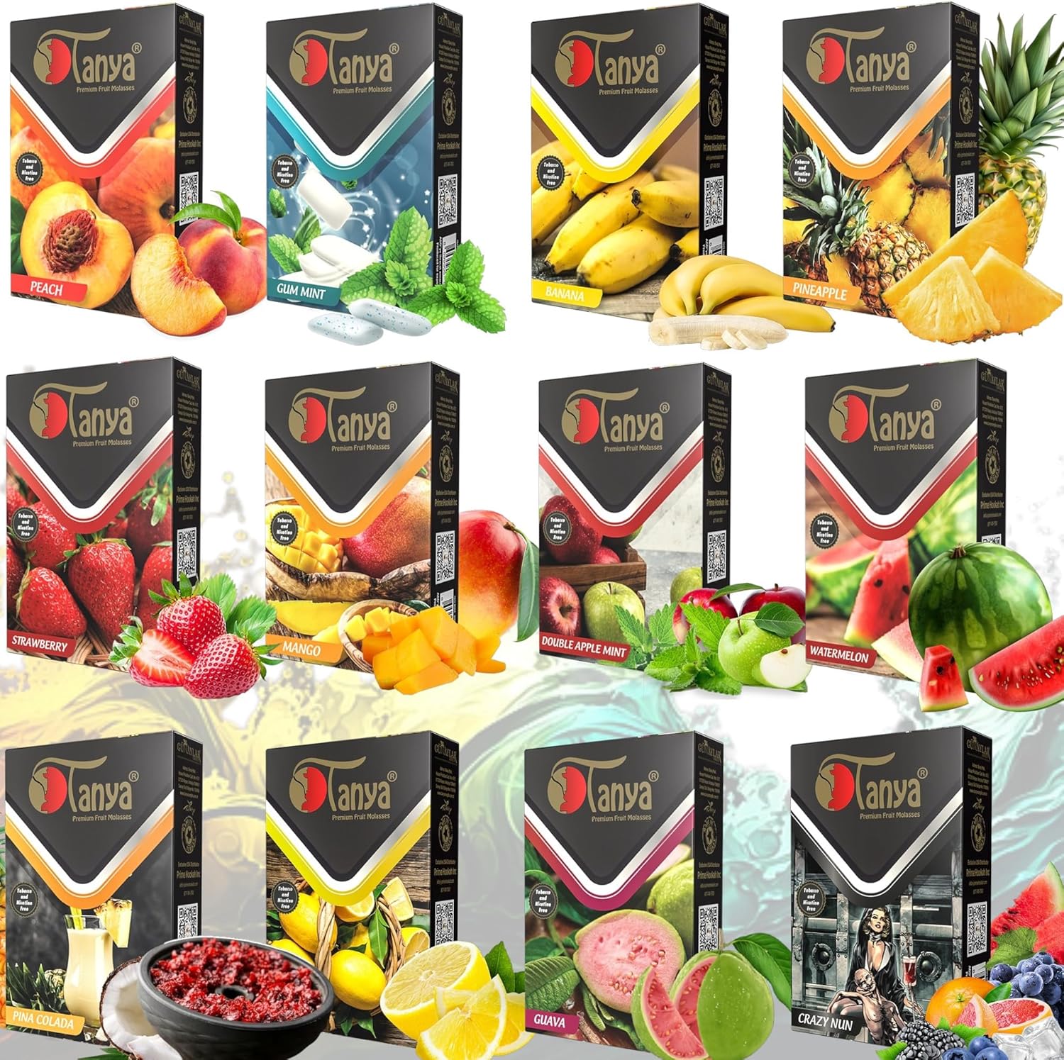 Tanya Herbal Hookah Shisha Flavors, Tobacco & Nicotine Free Fruit Variety Pack Mix Fruit Premium Herbal Molasses 12 Premium Fruity Dessert Pack Tanya Herbal Hookah Shisha Flavors, Tobacco & Nicotine Free Fruit Variety Pack Mix Fruit Premium Herbal Molasses 12 Premium Fruity Dessert Pack