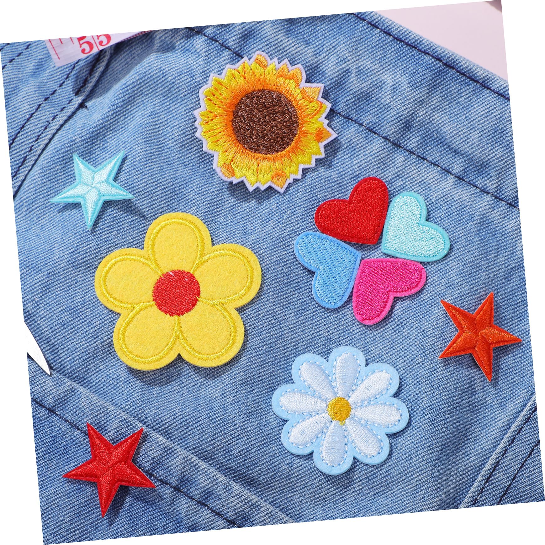 Housoutil 5 Set Patch Di Stoffa Ricamato Colorato Applicazione Progetto Cerotti Indumento Patch Per Zaini Stirare Sui Modelli Di Ricamo Toppe Ricamate Con Fiori Filo Da Ricamo 71 Pezzi*5