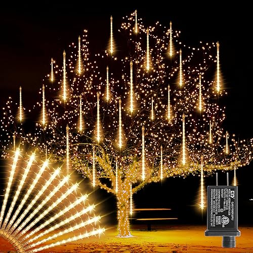 Miniatura 16 de LAMPHOME Luces de Navidad para Exteriores, Luces LED de Carámbanos de Lluvia de Meteoritos de 12 pulgadas, 10 Tubos 240 Luces LED en Cadena. Enchufe