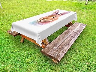 ABAKUHAUS Conejito Funda Nórdica, Cabeza de Conejo Arte de la Acuarela, Estampado Tela de Poliéster Práctico Durable, 145 cm x 265 cm, Brown pálido Lila