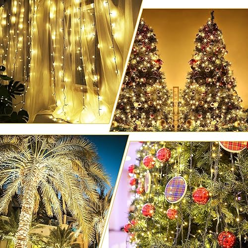 Miniatura 6 de QUWIN Guirnalda de luces LED impermeables de Navidad para exteriores, 115 pies, 300 LED con certificación UL, 8 modos con enchufe de extremo a
