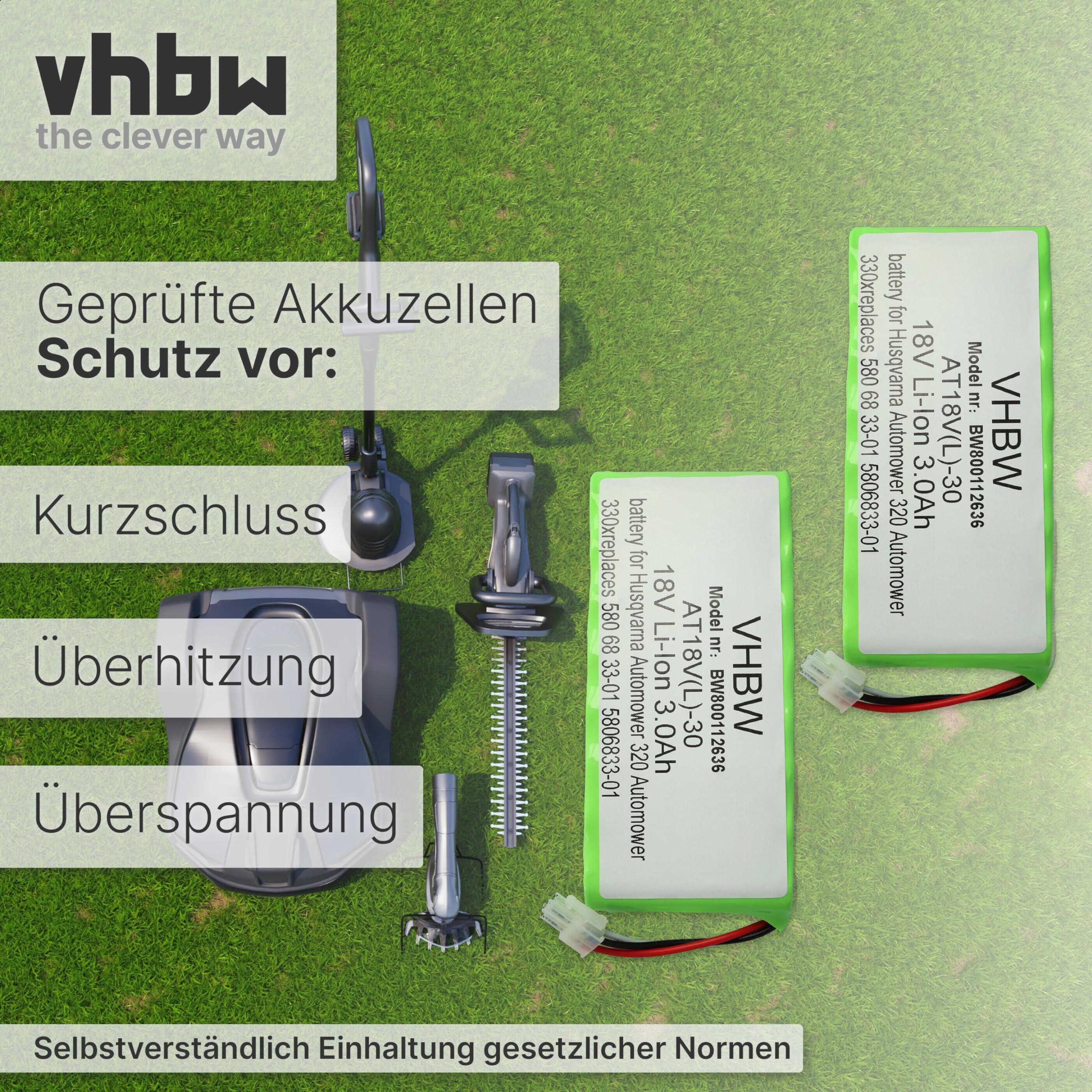 vhbw 2 x akumulator zastępuje Husqvarna 5881464-01, 588146402, 588 14 64-02, 5881464-02, 588 14 64-01 do robota koszącego 3000 mAh 18 V Li-ion