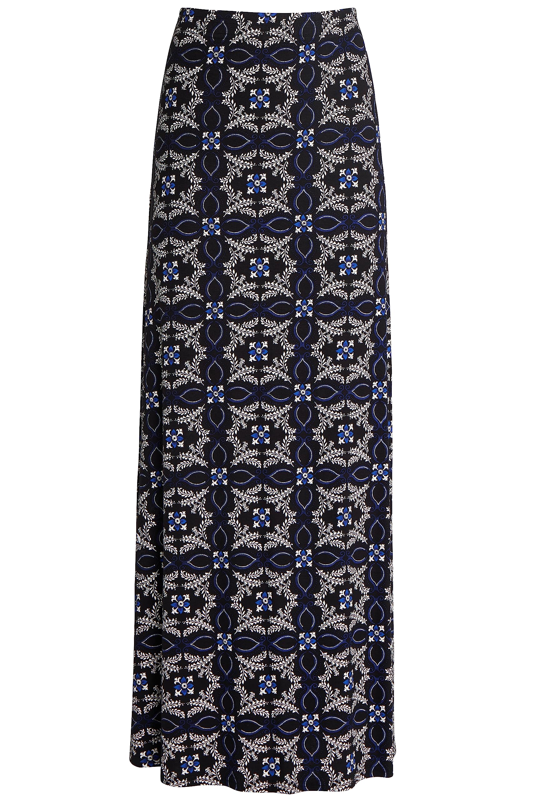 WearAll Women's Paisley Print 70S Boho Stretch Long Maxi Skirt Square Floral Blue 18