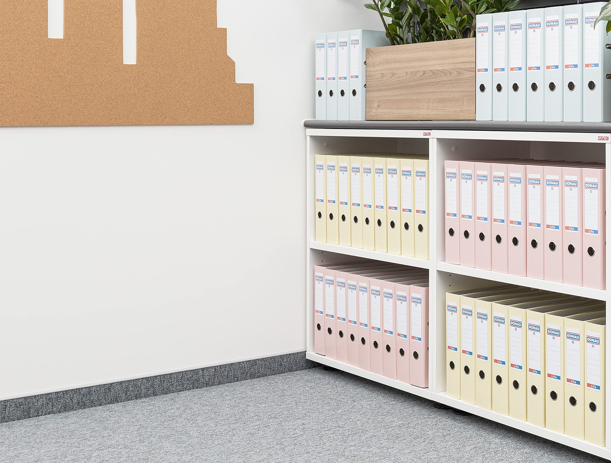 DONAU PREMIUM 25er Pack Ordner / A4/75mm - 7,5 cm/Rosa Pastell Kunststoffbezug PP/Papier/Schlitzordner Büroordner Aktenordner Metall Kantenschutz/Mit glänzender Oberfläche