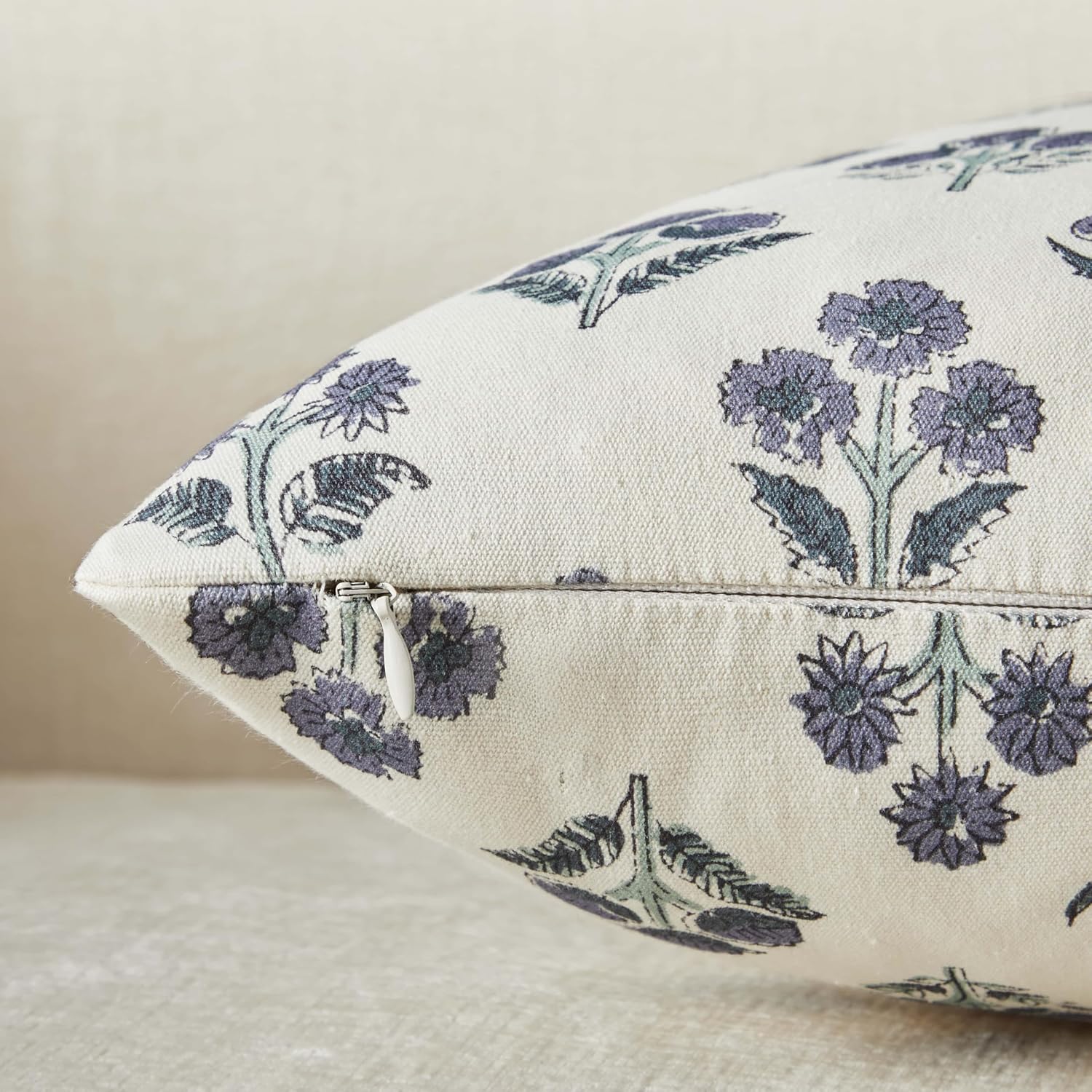Floral Throw Pillow Covers Set of 2, 20x20 Inches Purple image 3