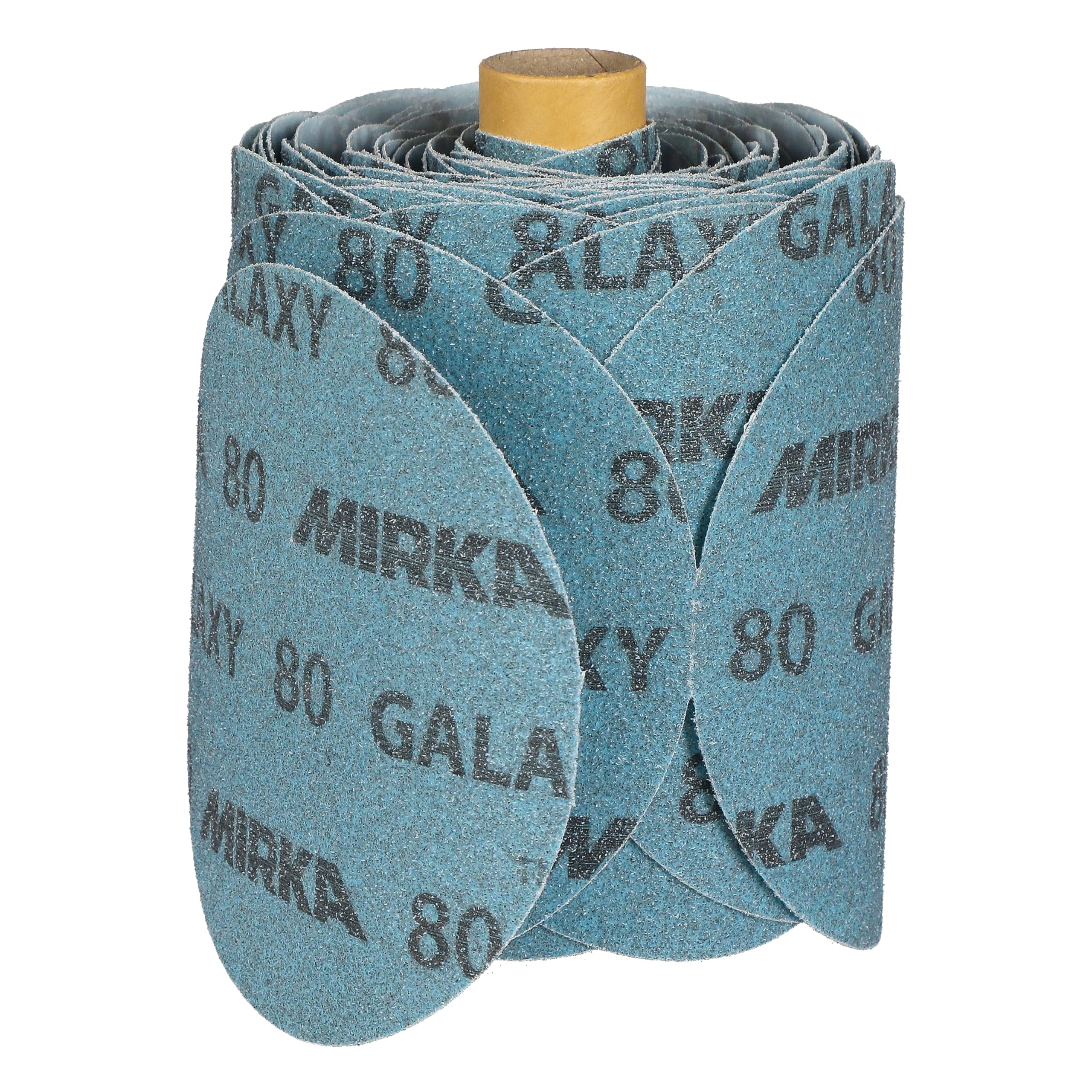 Mirka Galaxy - Papel de lija de 5 pulgadas, grano 80, 100 discos/rollo de eslabones, autoadhesivo PSA - Abrasivo de alta calidad para resina epoxi, madera, metal, tecnología sin obstrucciones