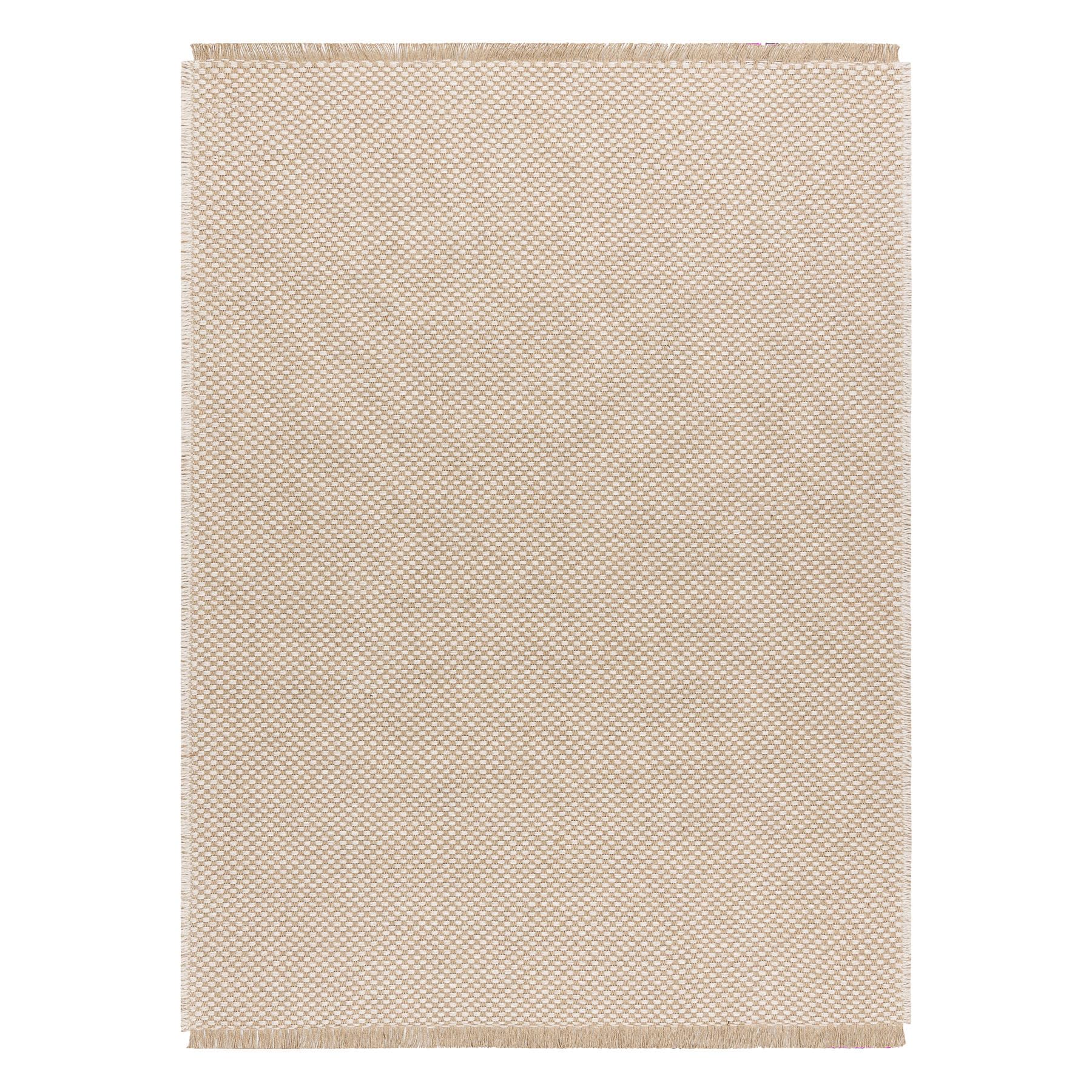 Tapis jute 140x190 intérieur extérieur tissé plat beige crème avec franges