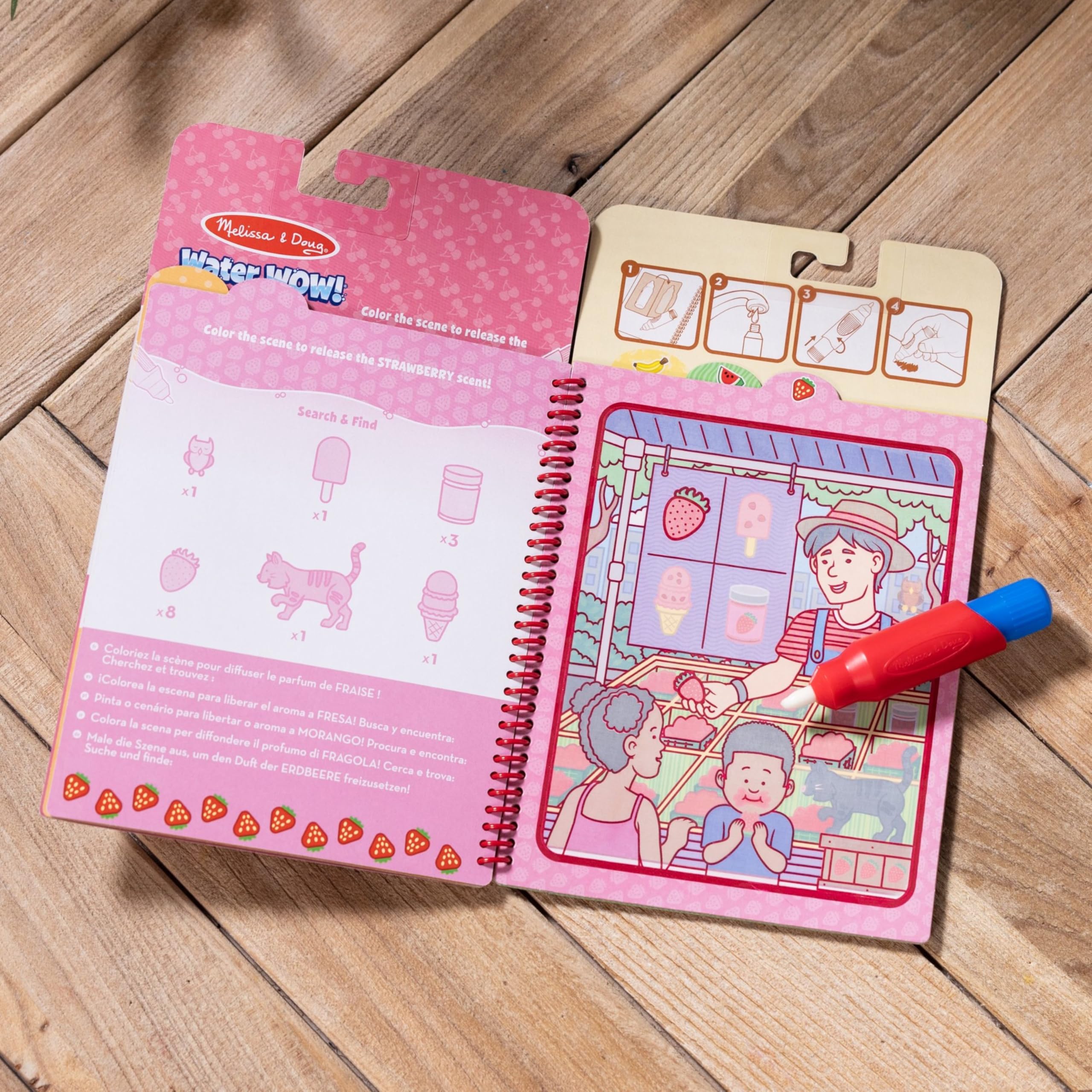 Melissa & Doug Pachnąca woda WOW Age 3+ wielokrotnego użytku Water Reveal Kolorowanka Podkładka podróżna zabawka - owoce