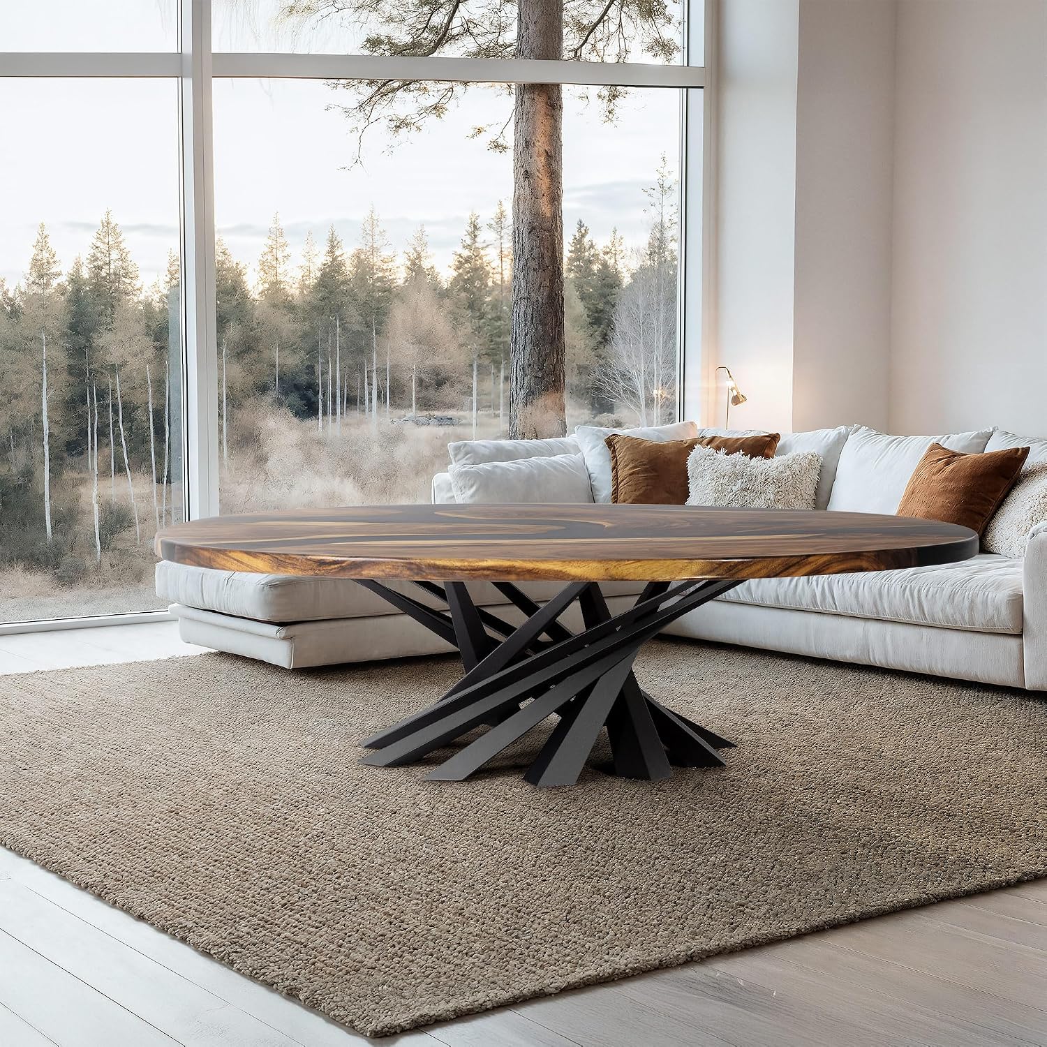 Flowyline 16" H 230 Filar Handcrafted Black Metal Table Bases for Coffee Tables | Steel Table Base | Rust-Resistant, Adjustable Furniture Legs | DIY Mid-Century Modern Indoor/Outdoor