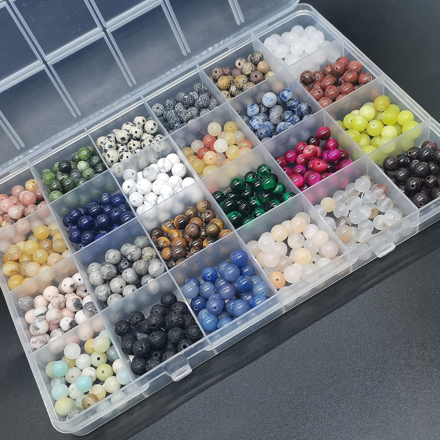 Maonewque 720pcs 6mm Natural Round Stone Beads Gemstone Beading Hole Size 1mm Crystal Energy Stone Healing for Bracelet Necklace Earrings Jewelry Making(24 Colors-3,6mm) - Image 6