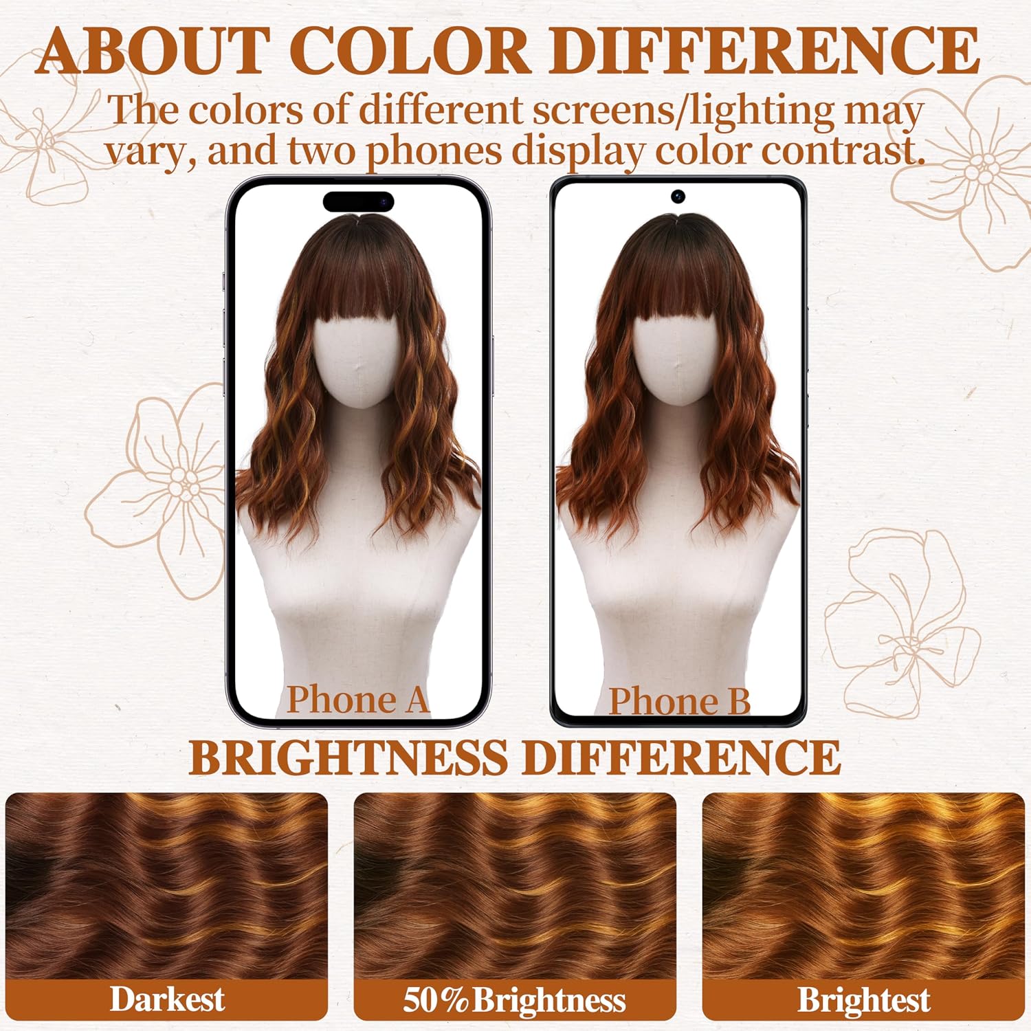 Hair Topper with Bangs 16 Inch Red Brown Balayage Synthetic Wavy Hair Toppers for Women 6.5"x6.5" Big Base Invisible Wiglets Hairpieces for Women Daily Wear