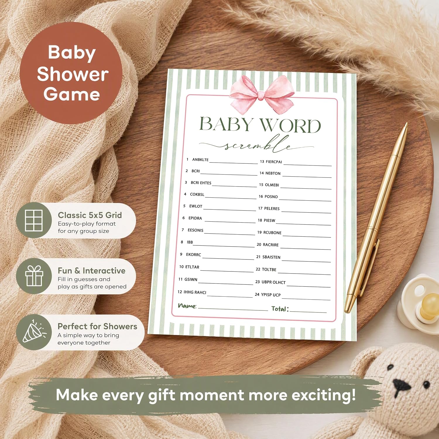 Baby Word Scramble Baby Shower Games, Farmers Market Bow Party Supplies image 3