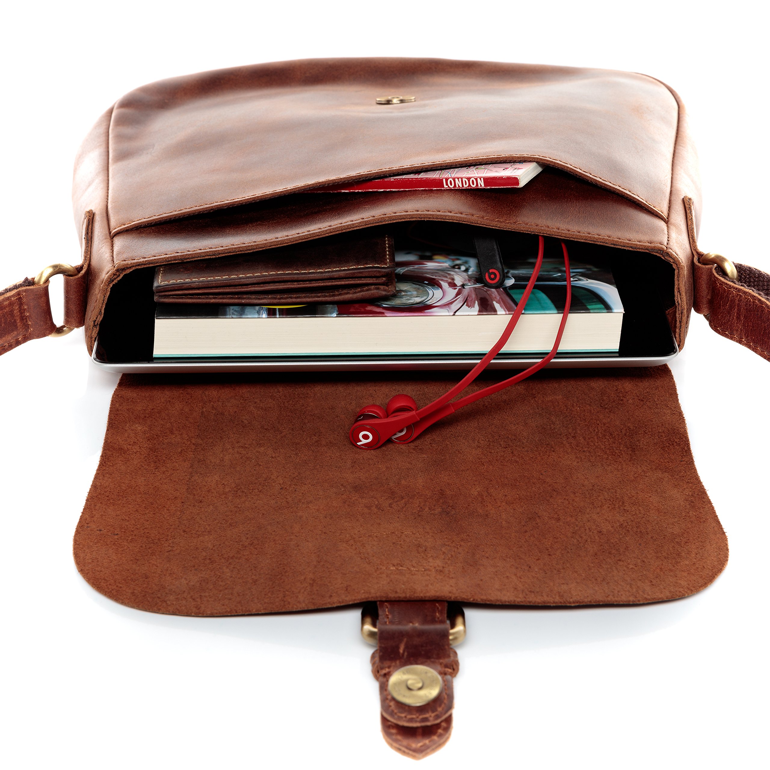 SID & VAIN® borsa a spalla vera pelle vintage YALE piccolo tracolla donna prodotto artigianale