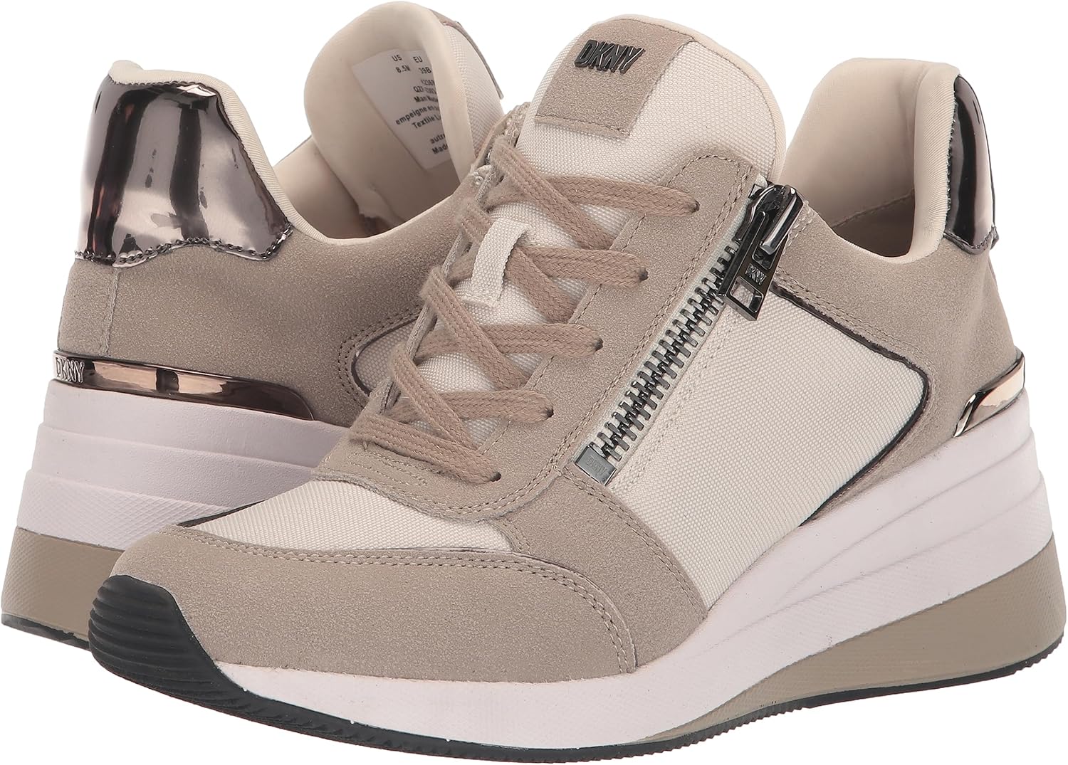 DKNY Womens Kaden Lace Up Wedge Sneaker with Side Zipper - Image 7