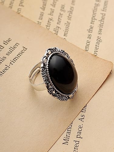 Miniatura 5 de Sacina Anillo gótico bohemio retro negro, anillos góticos, anillos góticos, anillos bohemios, anillos vintage, joyería de disfraces, regalo de