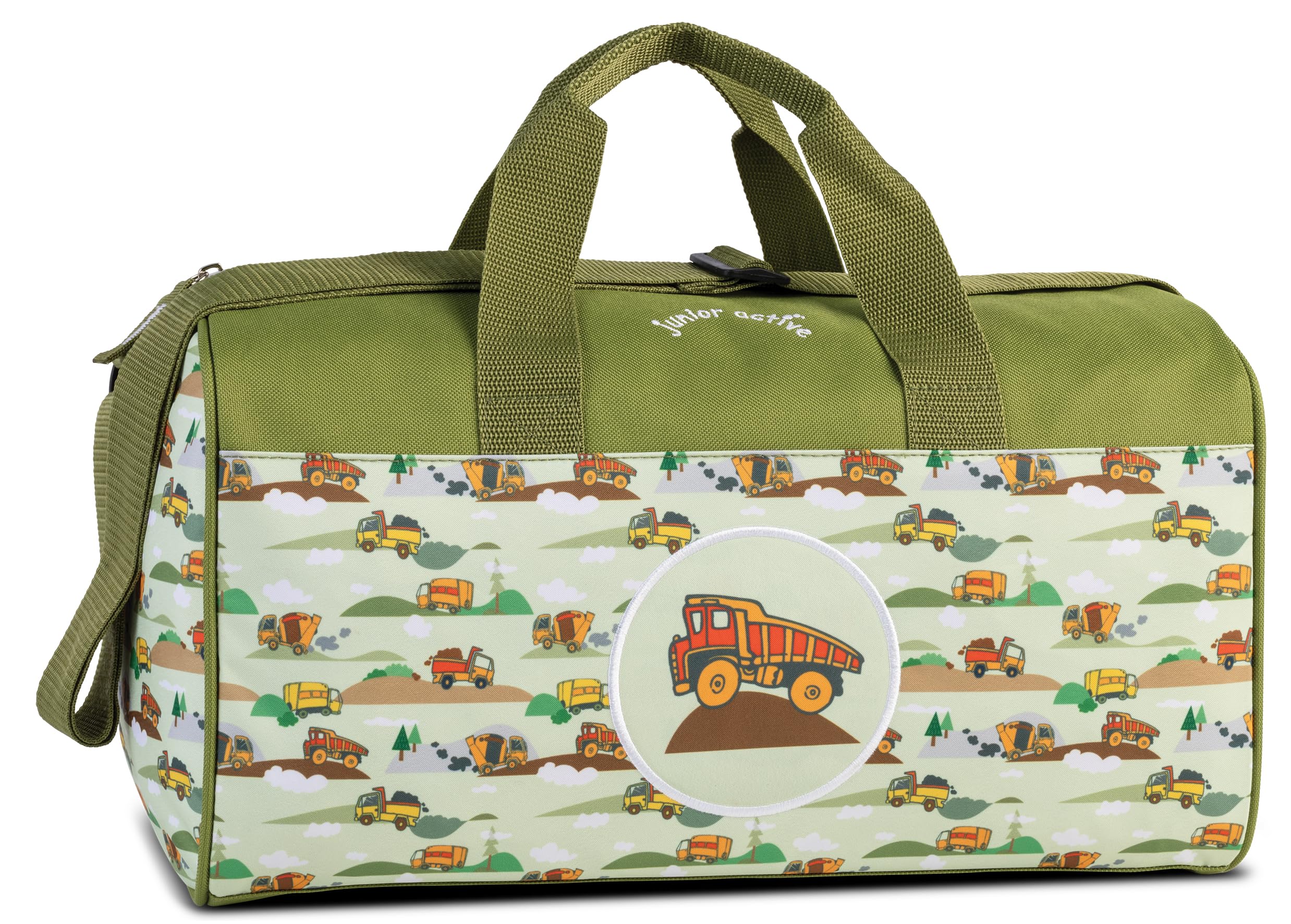 Kindertasche Sporttasche Reisetasche Lastwagen Truck, Jungen Mädchen Kinder,grün, 38 x 22 x 20 cm, 17 Liter