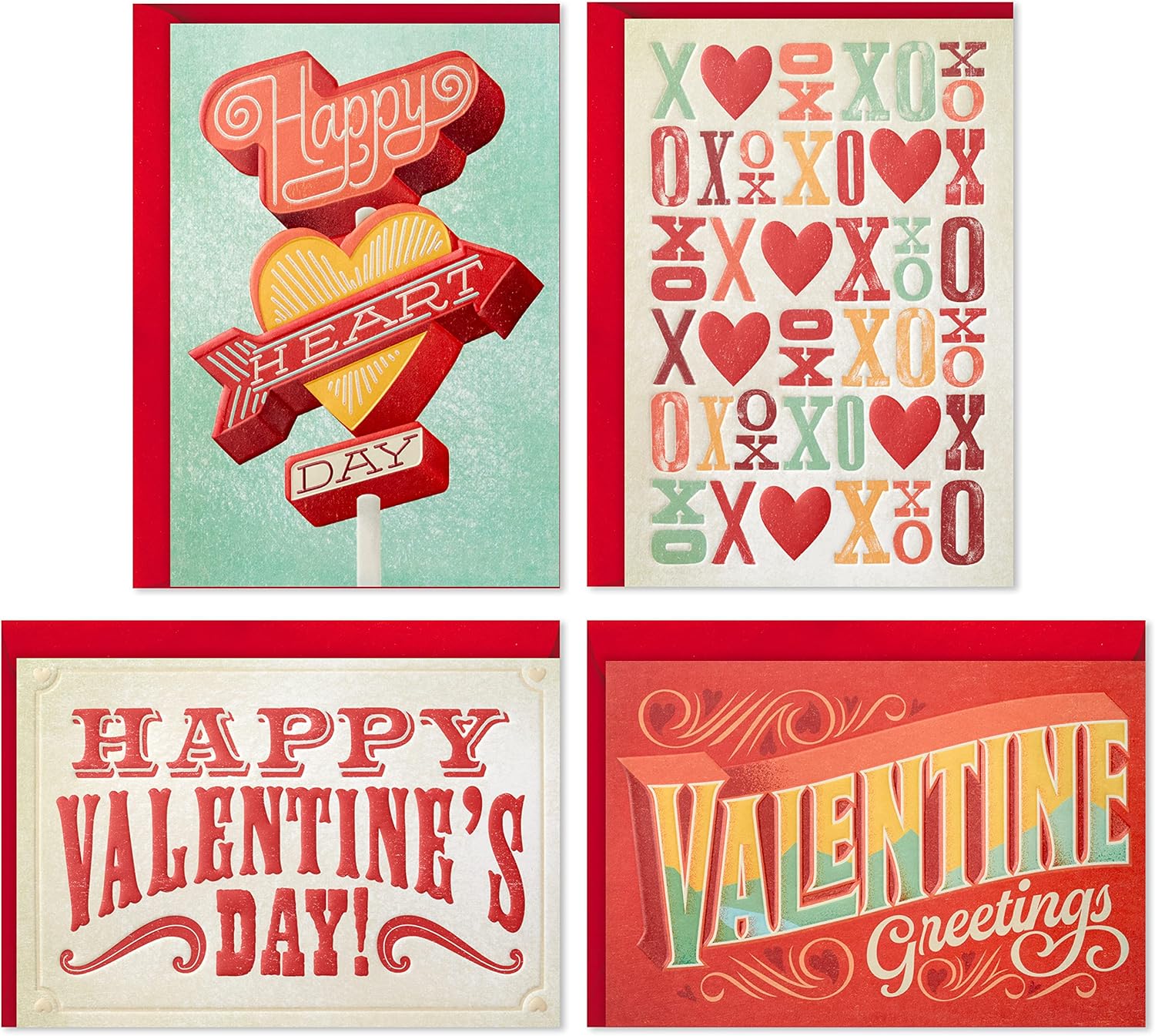 Hallmark Valentines Day Cards Assortment, Bold Type (24 Cards and Envelopes)