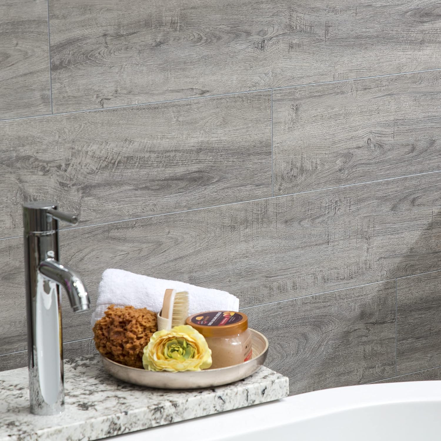 Palisade Prado Granite Vinyl Tile Shower Kit with Interlocking Design