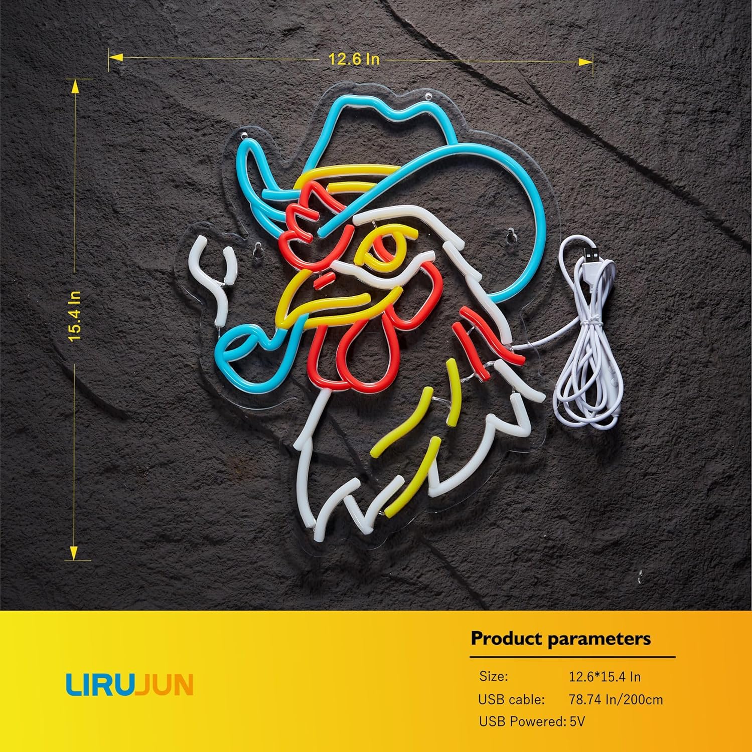 Cowboy Rooster Neon Sign for Wall Decor, Cowboy Hat LED Light Up Sign Western Wall Decor for Man Cave, Decor for Bar Pub Club,Birthday Christmas Signs for Boys Kids Gift