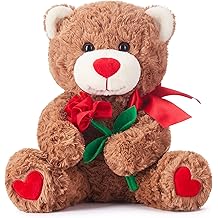 IKASA Bear Stuffed Animal Love Plush Toy with Bow for Valentine,Cute 10.6" Soft Plushie Small Toy,Gifts for Girlfriend (Bear)