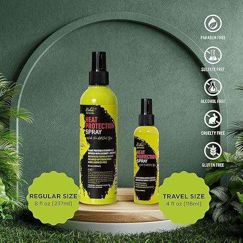 Miniatura 6 de Esha Spray de protección térmica para cabello rizado 3C y 4C, hasta 450F, para pelucas sintéticas y cabello natural, ingredientes veganos sin