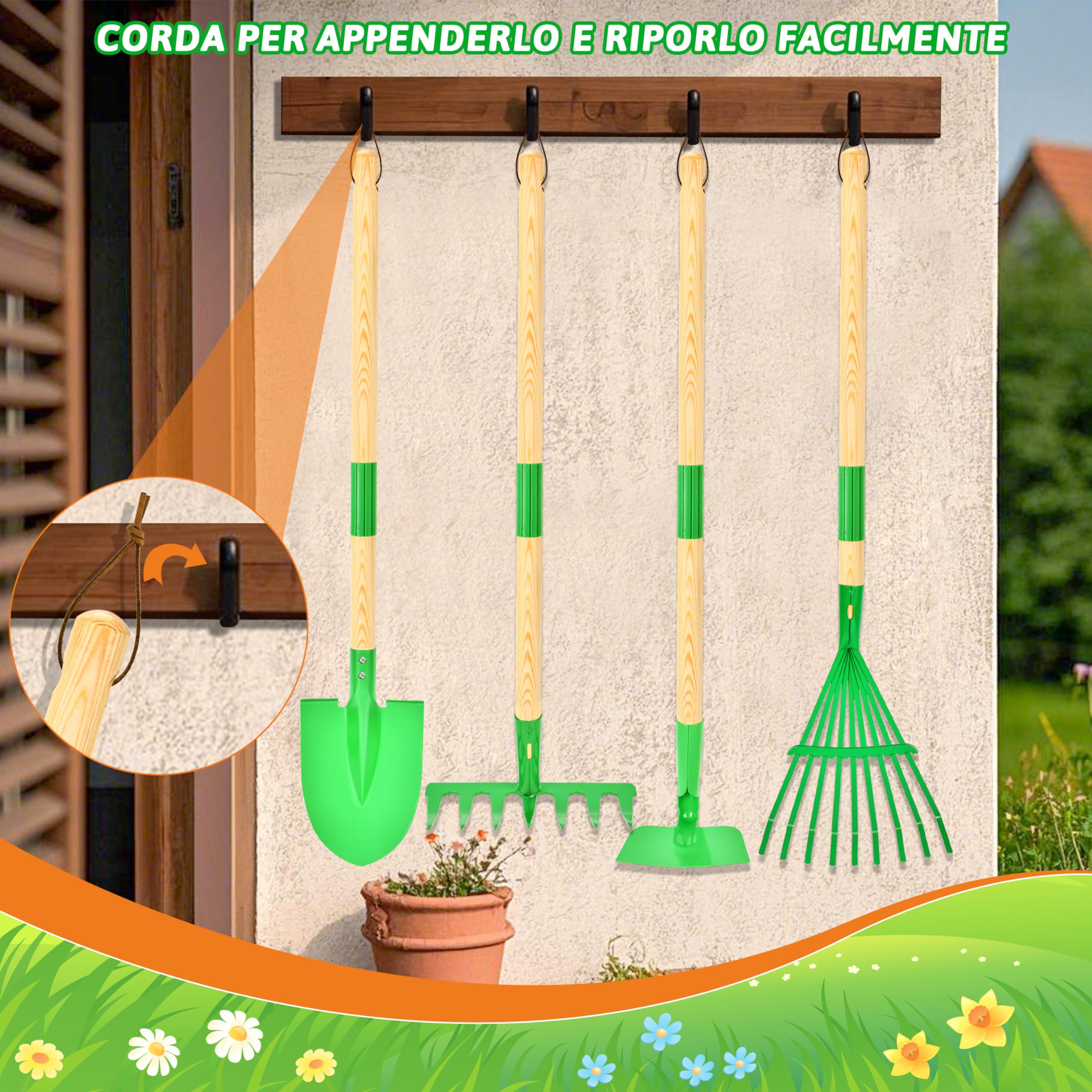 Set Di 3 Attrezzi Da Giardinaggio Per Bambini | Palette E Rastrello In Metallo | Gioco Outdoor 3+ Anni | Planete Plante