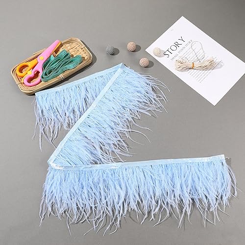 Miniatura 38 de Ribbón de plumas de avestruz rojo, 1.5 capas, 2 yardas de 4 a 5 pulgadas, cintas con flecos, para costura, vestido, proyectos de manualidades