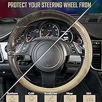 Vista 6 de CAR PASS Line Rider Funda de Volante de Cuero de Microfibra Deportiva, Ajuste Universal para el 95% de Camiones, SUV, Automóviles, Diseño