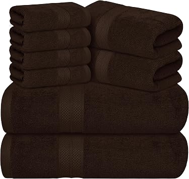 Avalon Towels Chocolate Brown Towels, Brown Towel Set, 8pc