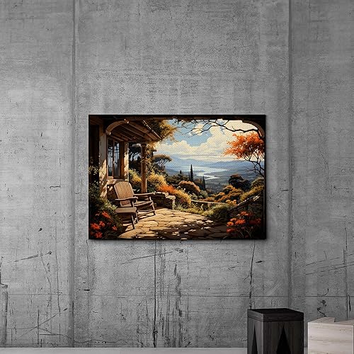 Miniatura 4 de Canvas Prints Wall Art oil painting rural landscape a house in the village Wall Artwork Paintings for Living Room Bedroom Office Kitchen Bathroom