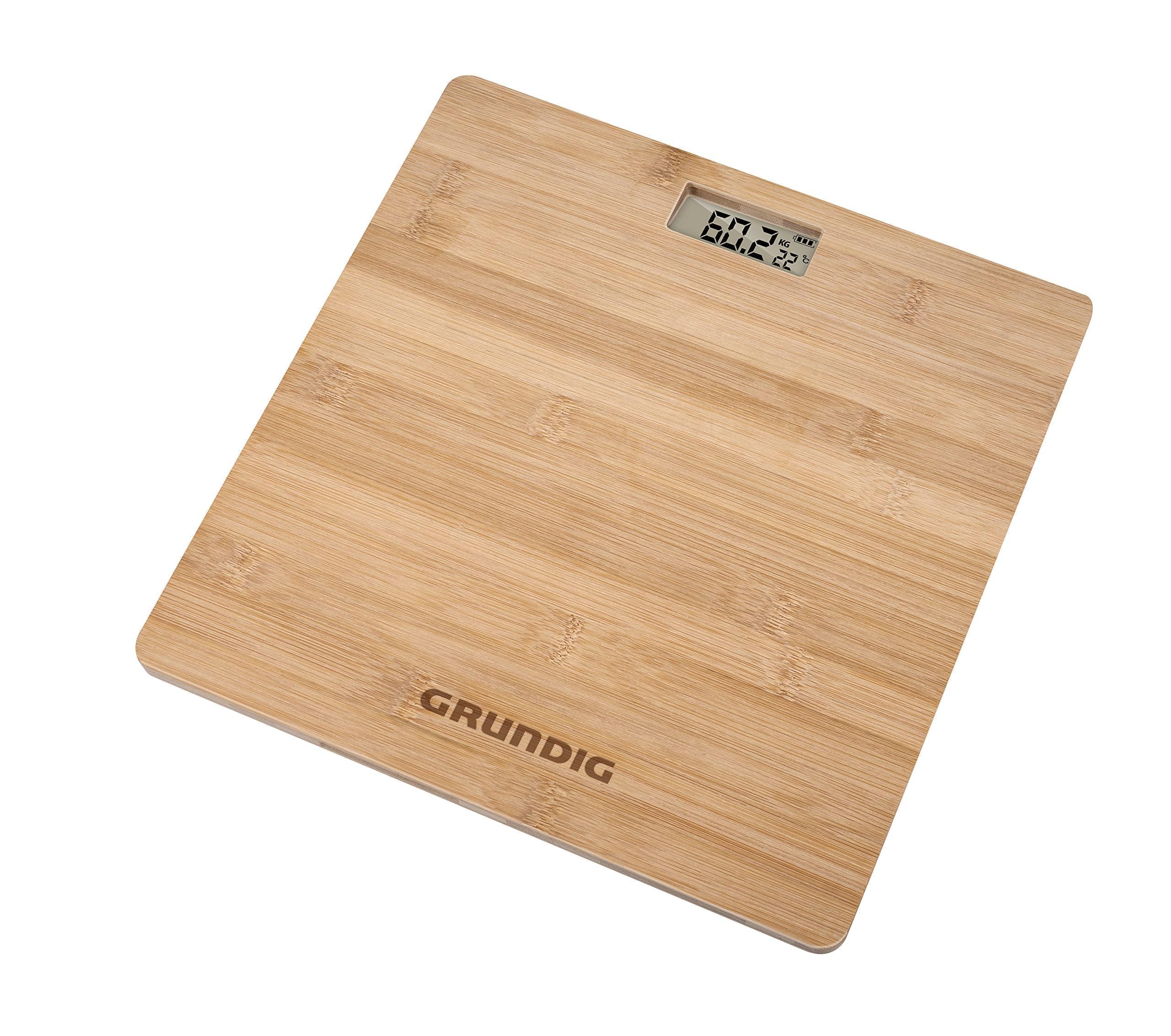 Grundig Wooden Bamboo Digital Body Bathroom Scale Weighing Analyser Lcd Monitor 180Kg Lb