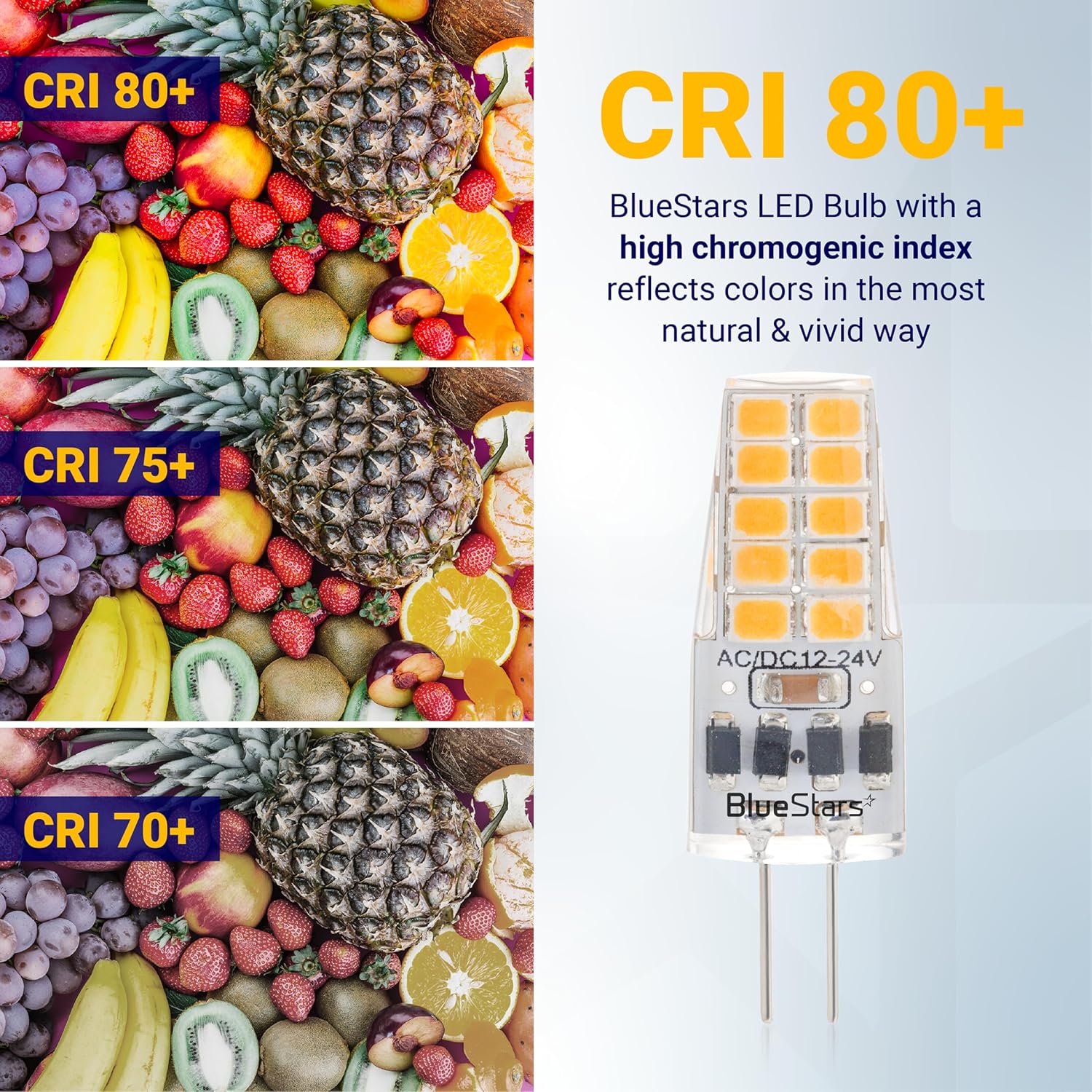 BlueStars G4 LED Bulb 2W, Warm White 3000K 250Lm, 360°Beam Angle AC/DC 12-24V Bi-Pin Base - T3 Halogen Bulb Replacement for Outdoor Landscape Lighting Chandeliers - Dimmable, 6 Packs