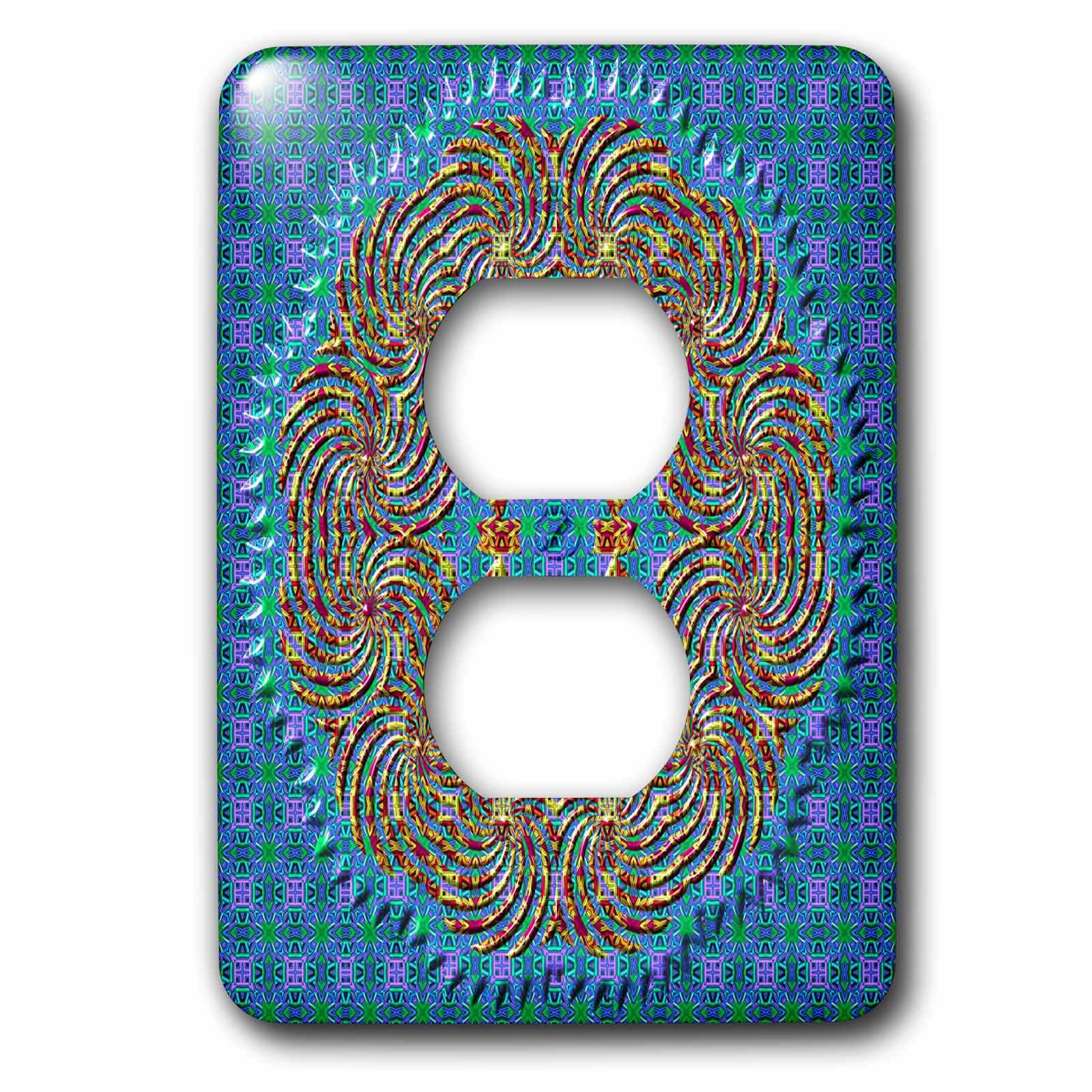 Lot de 2 caches de prise 3dRose lsp_245371_6 avec motifs détaillés multicolores