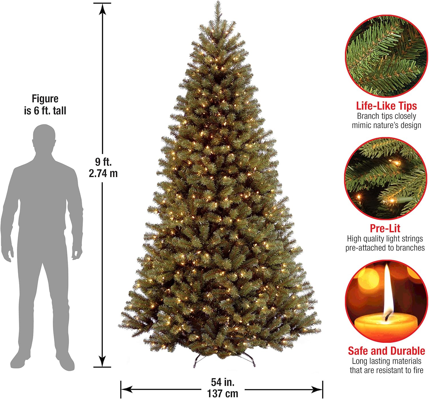 Black Friday Clearance National Tree Company Pre-Lit Artificial Full Christmas Tree, Green, North Valley Spruce, White Lights, Includes Stand, 9 Feet