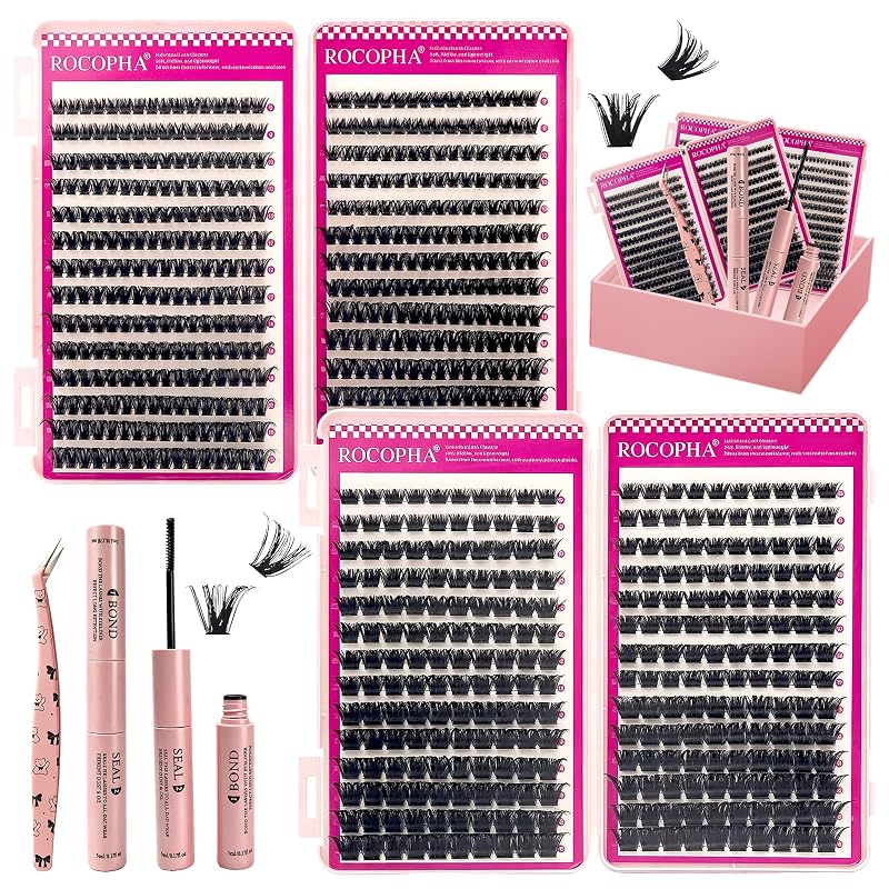 Kit de Cílios em Tufos Rocopha 100D/200D com Curvatura D, 6 Comprimentos