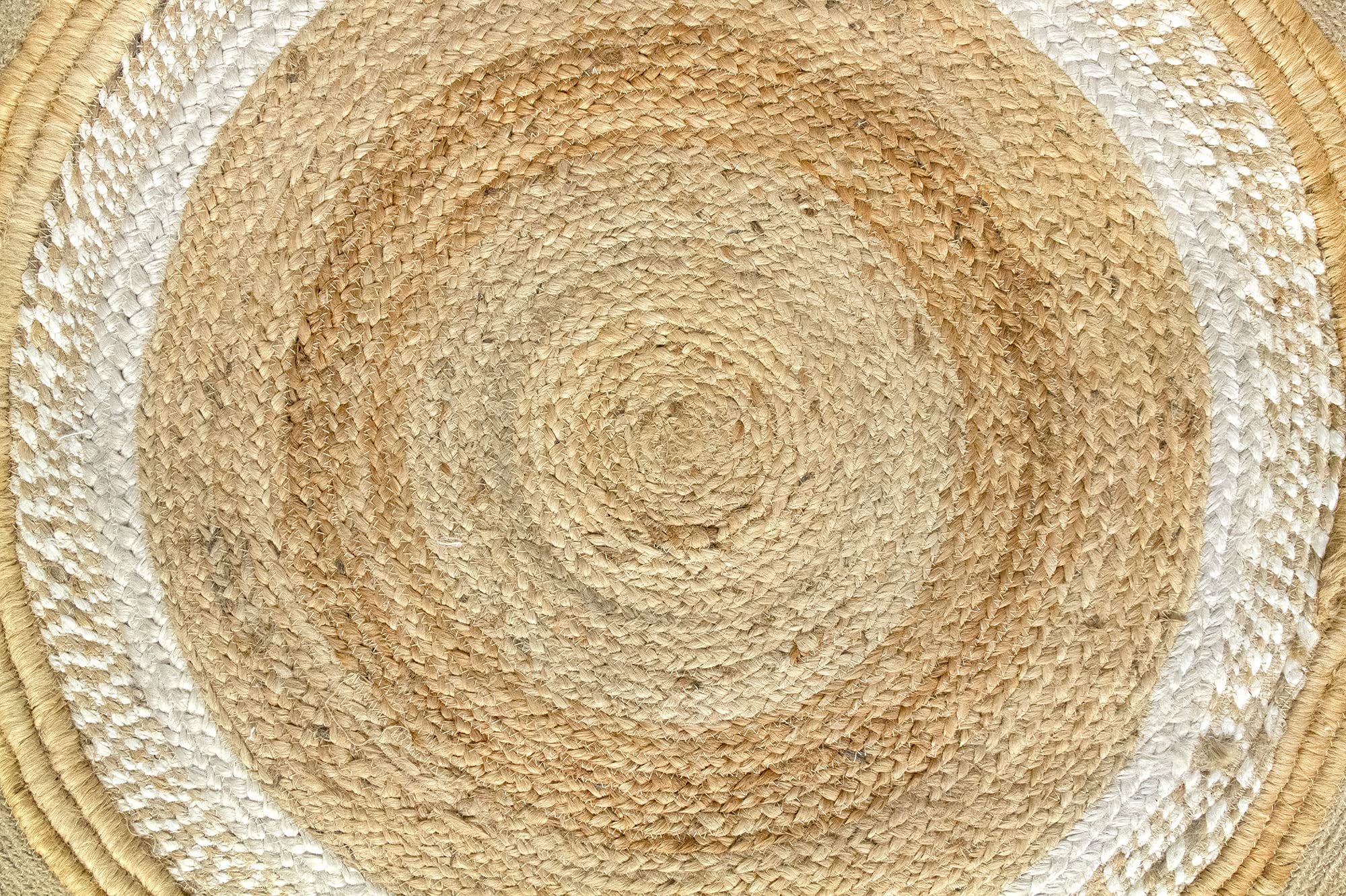 HAMID - Alfombra de Yute Cairo, Fibra de Yute 100% Natural, Alfombra de Yute Redonda, Tejida a Mano, Salón, Dormitorio, Alfombra de Pasillo - (120x120cm)