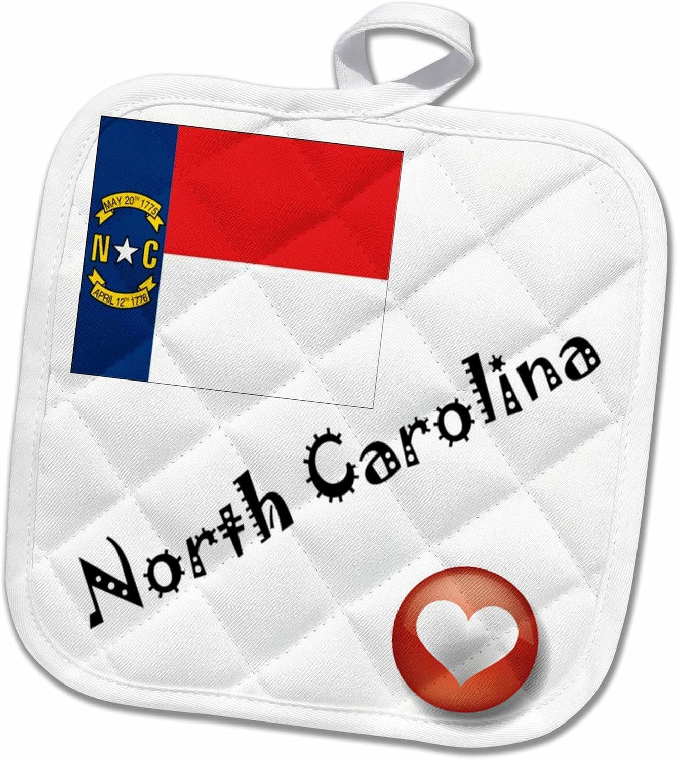 3D Rose I Love North Carolina Pot Holder, 8" x 8"