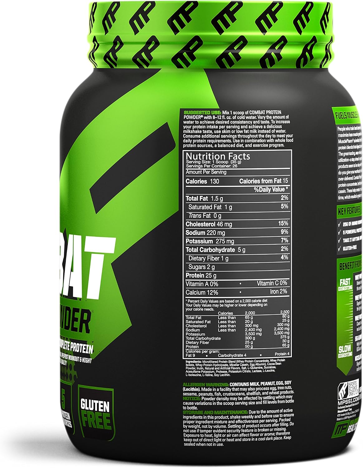 MusclePharm Combat Chocolate, 2 Pound