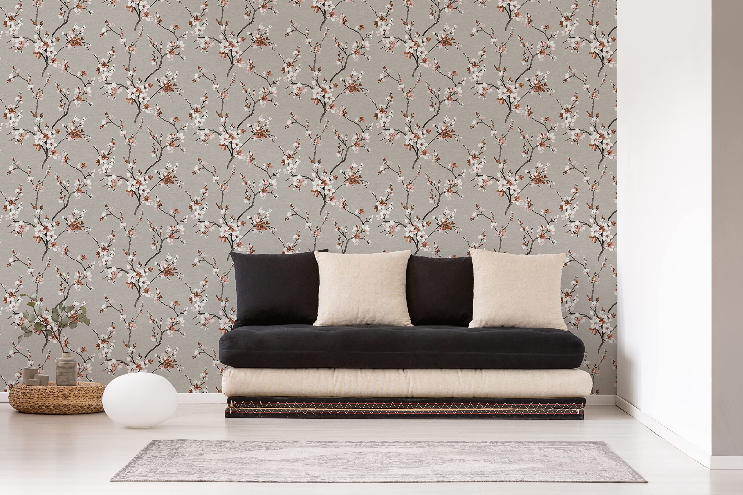 Carta Da Parati TNT Floreale Livingwalls – Effetto Metallo, Beige/Crema/Marrone/Grigio, 10,05 X 0,53 M, Made In Germany