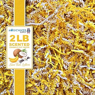 MagicWater Scented Crinkle Cut Paper - 2 LB - Sun Tan Lotion - Perfect for Shredded Paper Filler, Basket Filler, Gift Boxes, Bridesmaid Gifts, Christmas Stuffers & More – for All Occasions