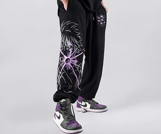 Unisex Anime Joggers for Men & Women, Hollow Purple Printed Anime Baggy Fit Mid Rise Track Pants Jogger