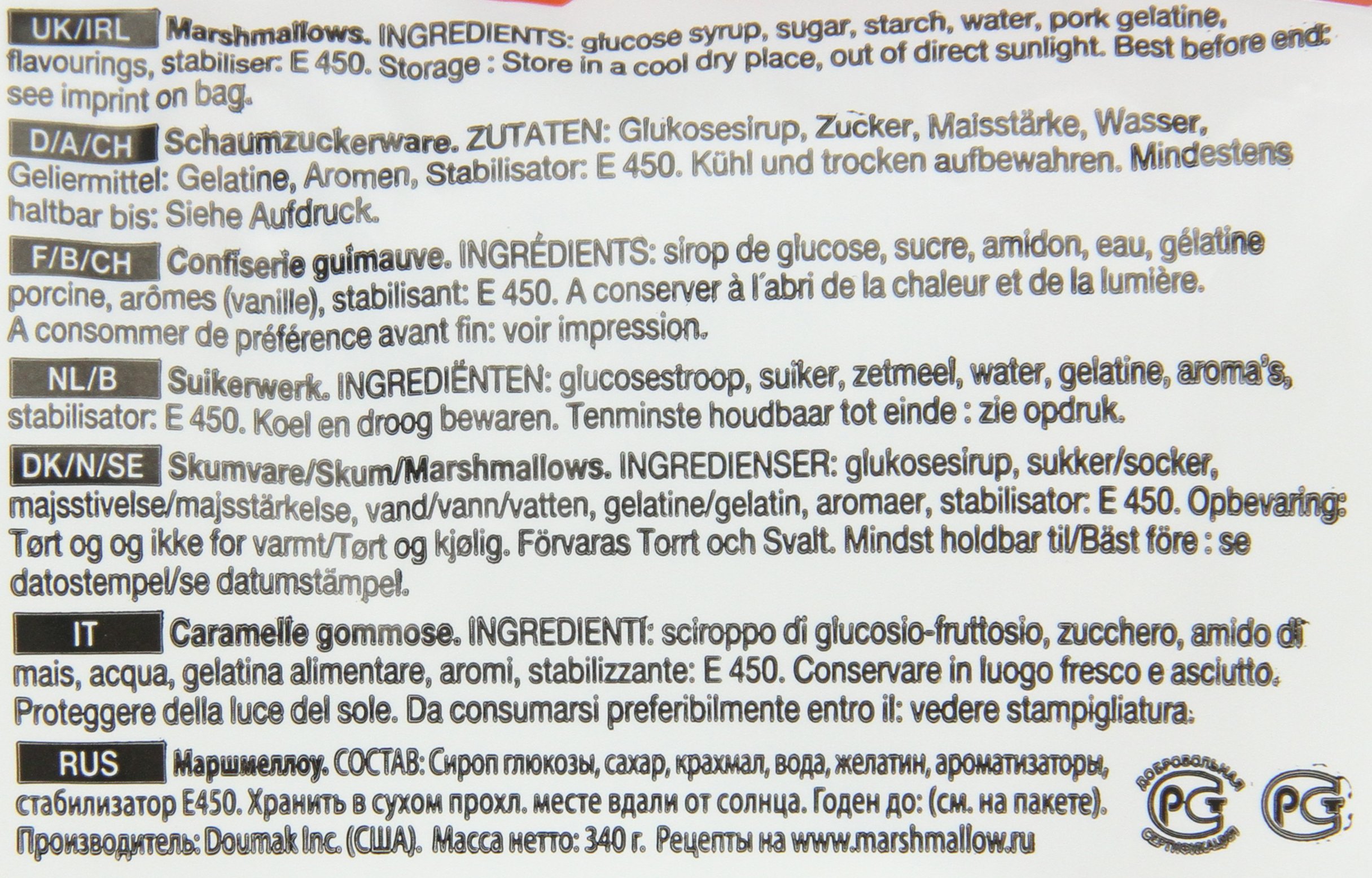 Rocky Mountain Marshmallows Mega 340g paquet de 4, bonbons américains traditionnels à rôtir sur le feu de camp, à griller ou à cuire au four, 4x340g