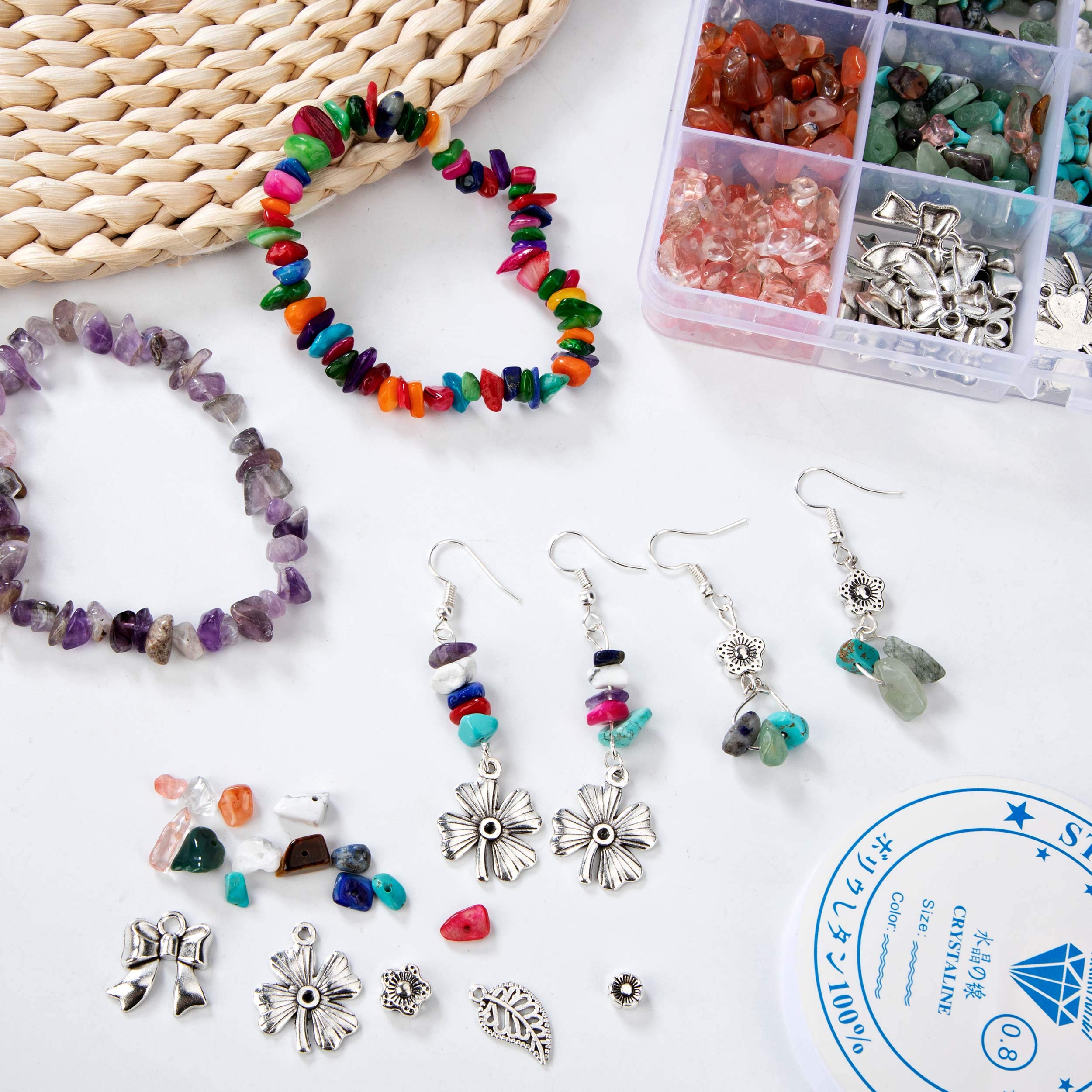 Huahuanghui Edelstein-Chips Mit Loch 5-8 Mm, 18 Farben – Bastelset Für Schmuck, In Aufbewahrungsbox