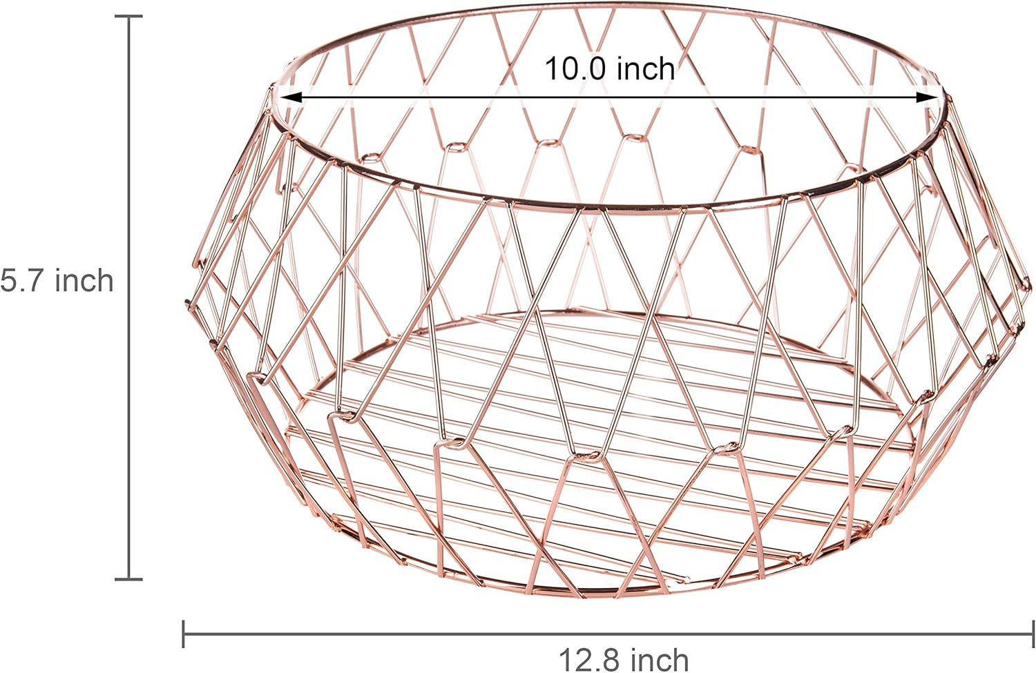 Hot Deals MyGift Rose-Gold Geometric Metal Wire Countertop Fruit Basket Produce Storage Organizer Bin