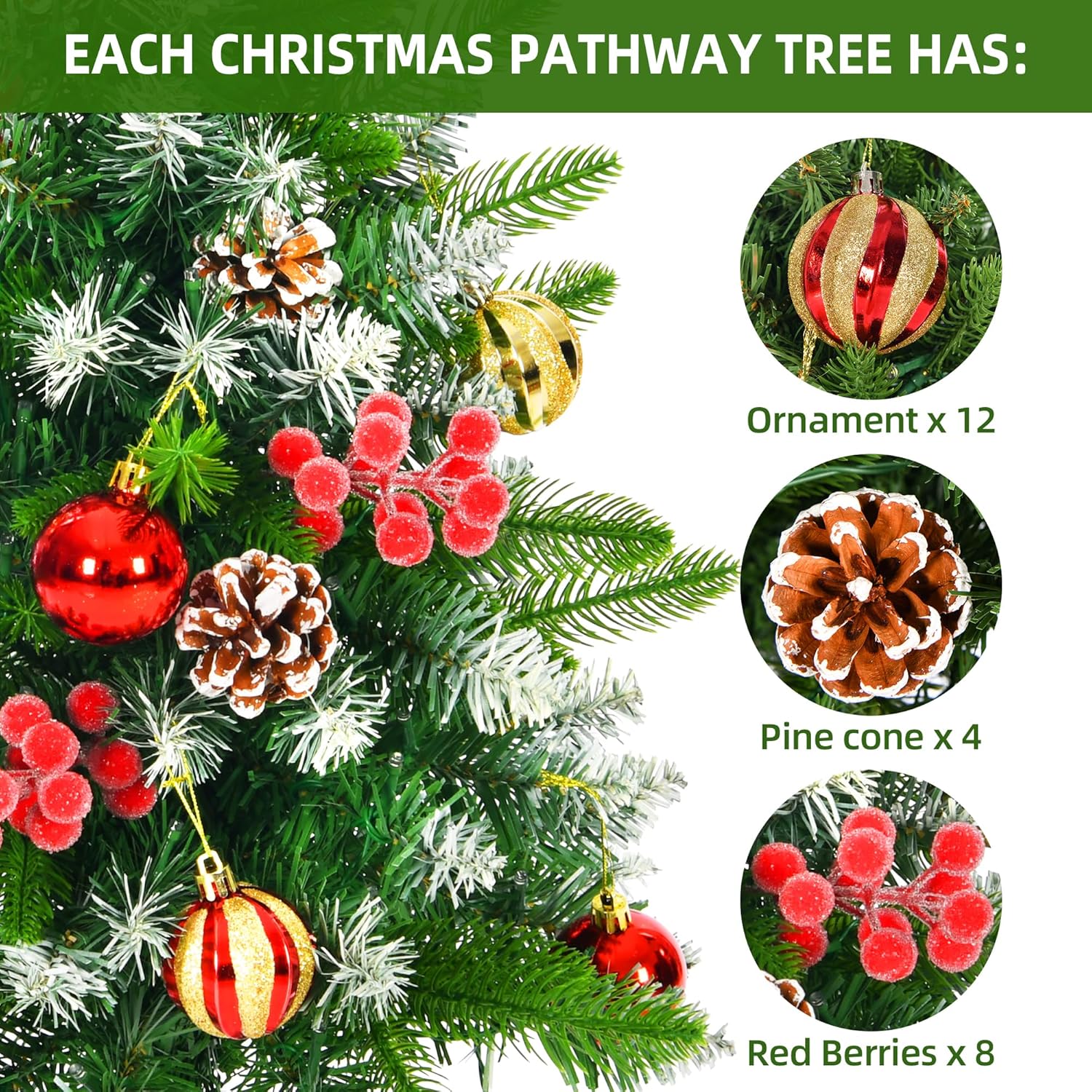 2PK Outdoor Prelit Christmas Urn Filler Lighted Christmas Trees for Porch 30 inch120 LED Battery Powered Christmas Trees for Pathway Flowerpot with Timer Function Auto On/Off 8 Mode Lighting