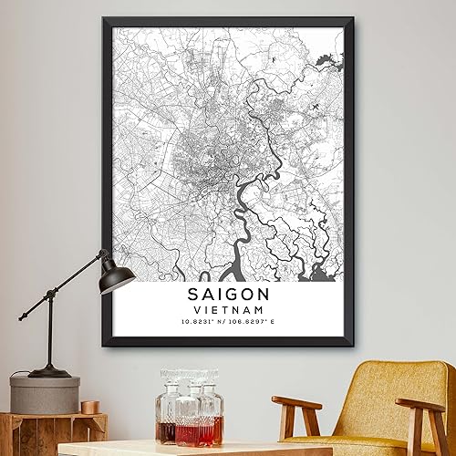 Mapa de Saigón, Vietnam, Light 2 (12x16)